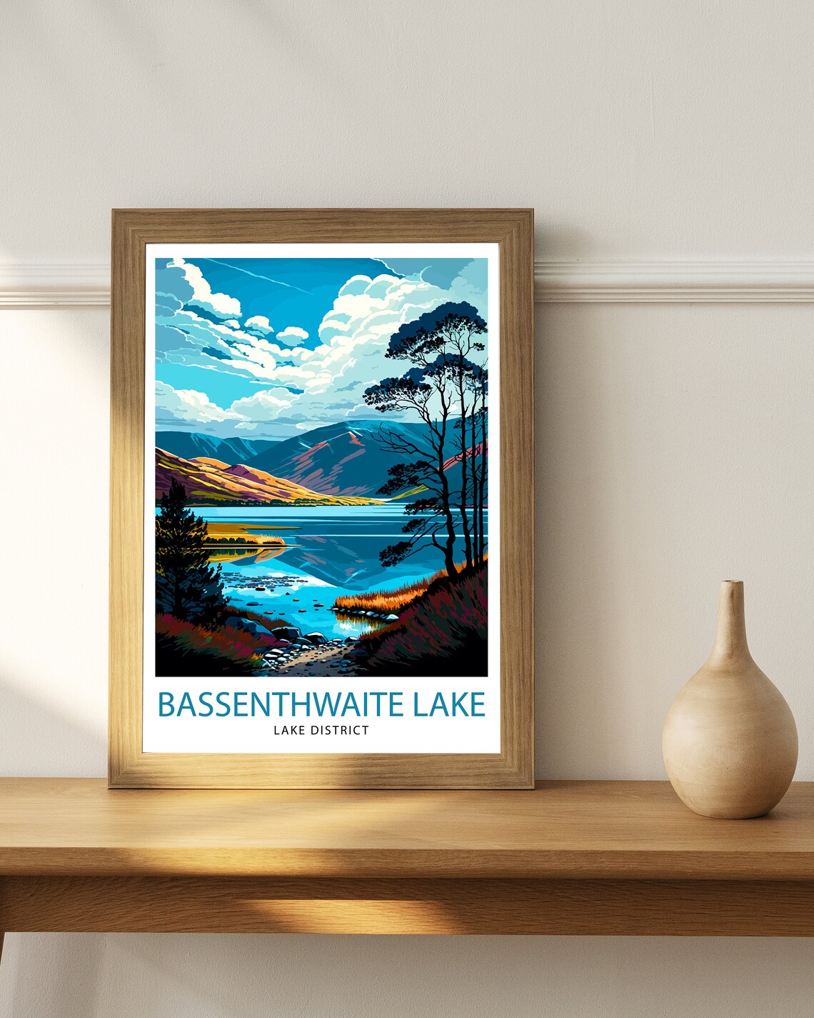 Bassenthwaite Lake District Lakeside Fells Pine Trees Art Poster - Image 2