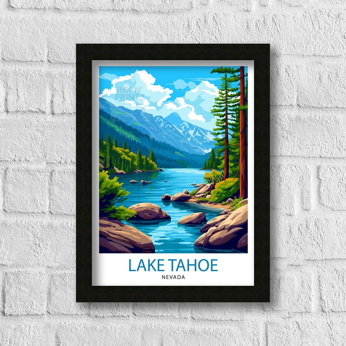 Lake Tahoe Nevada Alpine Lake Pine Forest Mountain Shore Poster - Image 3