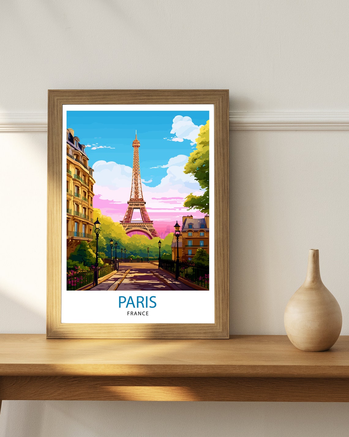 Paris France Travel Print Paris Wall Art Eiffel Tower Art France Travel Poster Paris Home Decor French Illustration Parisian Art Print - Image 2
