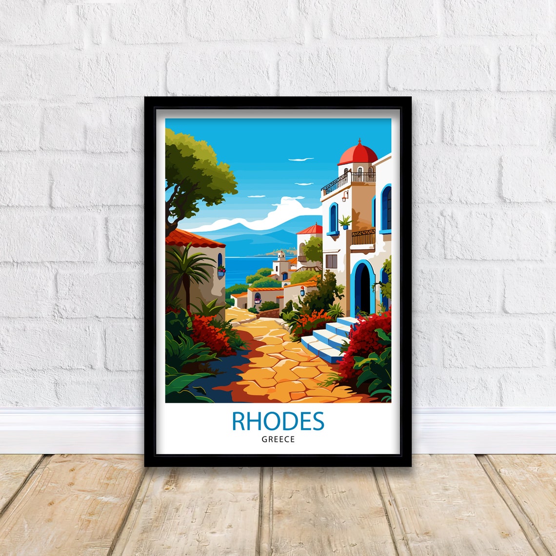 Rhodes Greece Travel Print Rhodes Wall Decor Greek Island Poster Rhodes Travel Prints Rhodes Island Art Print Rhodes Illustration Greece - Image 2