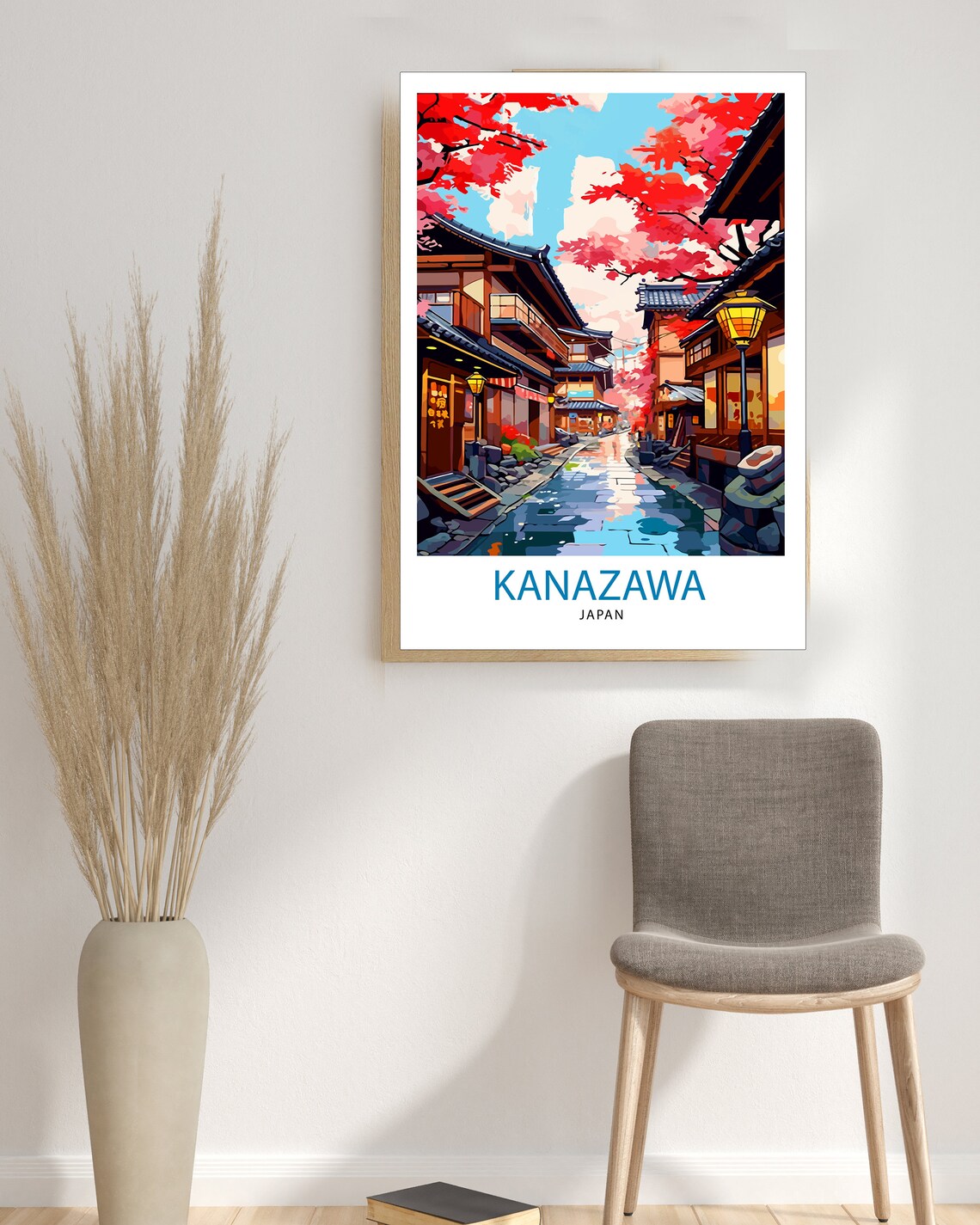 Kanazawa Japan Autumn Maple Traditional Street Lantern Travel Poster - Image 3