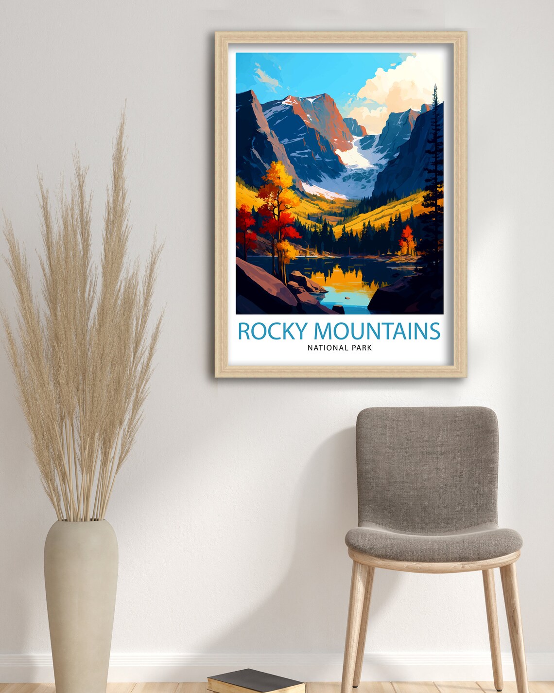 Rocky Mountains National Park Alpine Lake Fall Vintage Travel Poster - Image 3