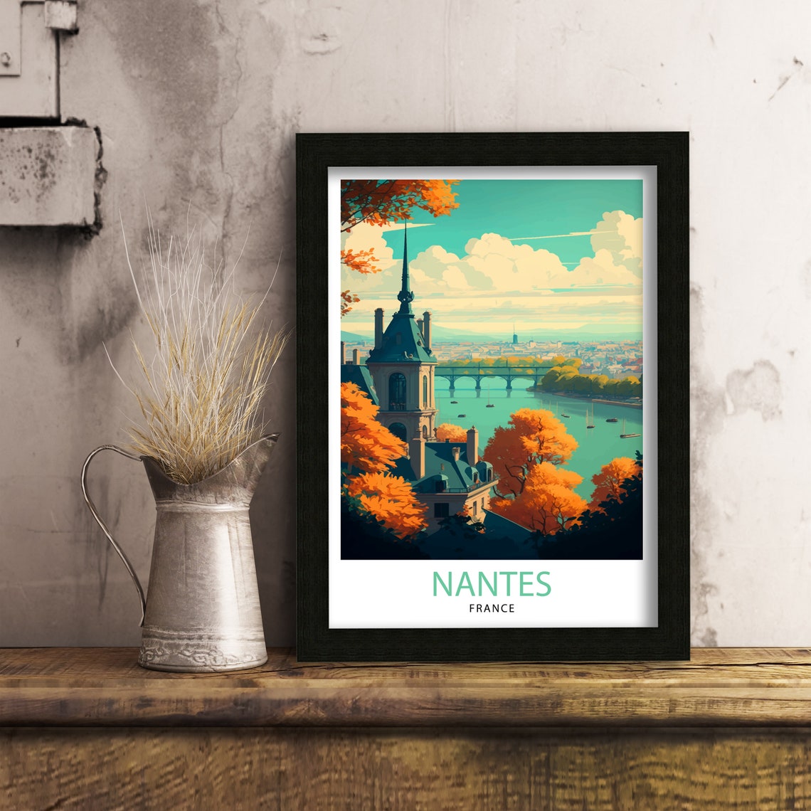 Nantes France Travel Print Nantes Wall Art Nantes Poster France Travel Prints Nantes Art Print Nantes Illustration Nantes Home - Image 2