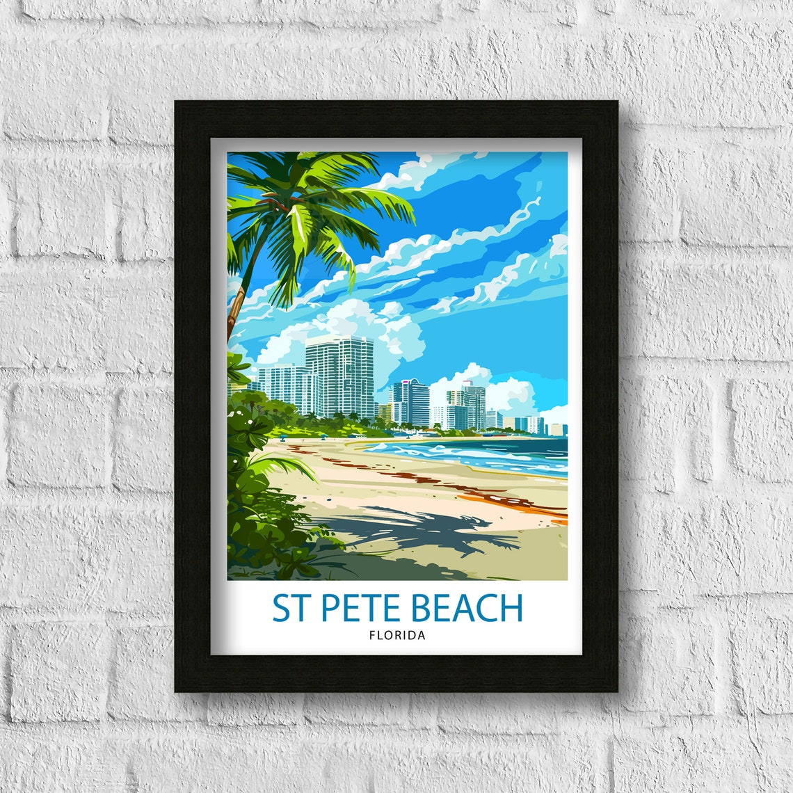 St Pete Beach Florida Beachfront Condos Palms Travel Beautiful Poster - Image 3