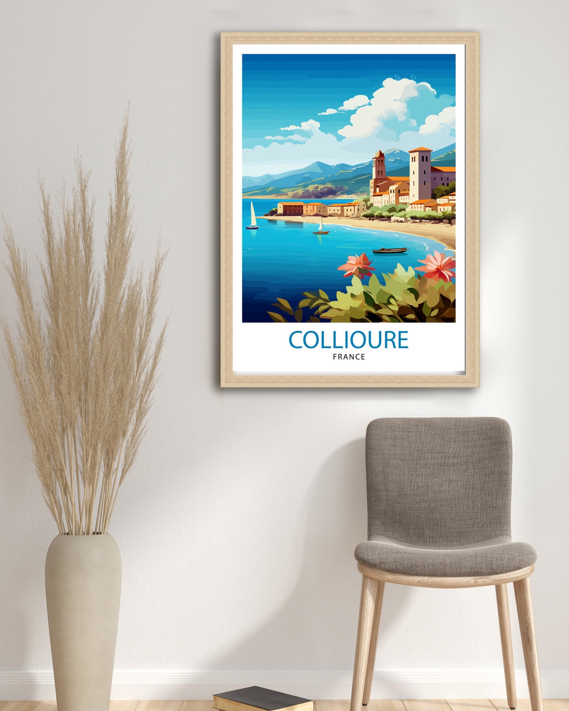 Collioure France Travel Print Collioure Wall Decor Collioure Poster French Riviera Travel Prints Collioure Art Print Collioure Illustration - Image 3