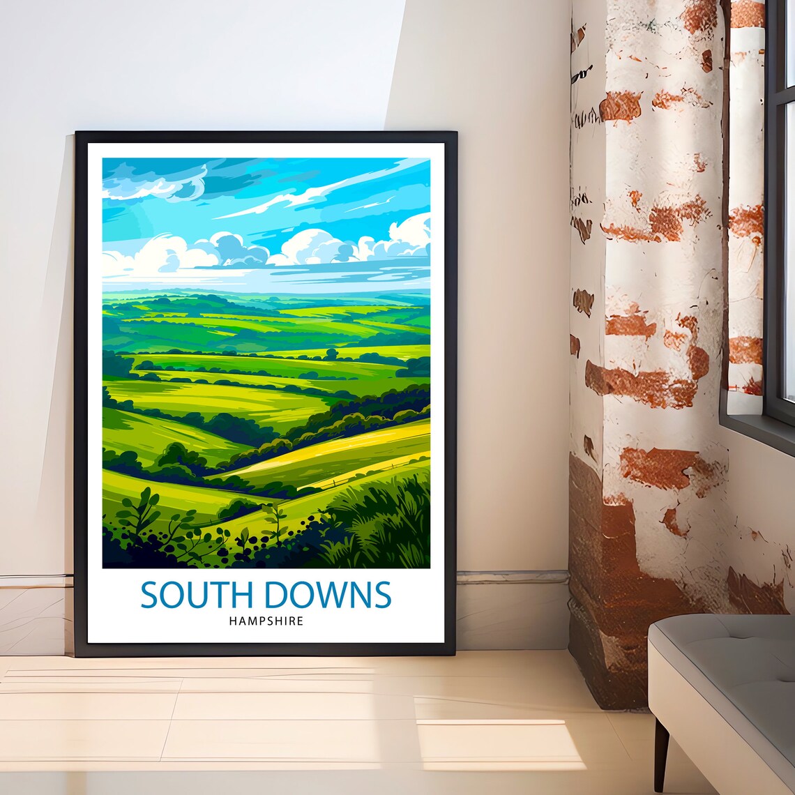 South Downs England Travel Poster, British Landscape - Image 3