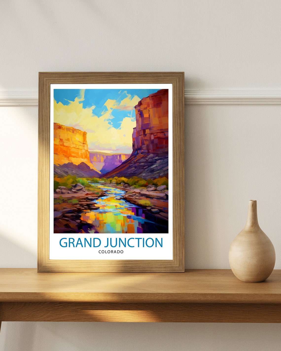 Grand Junction Colorado Red Canyon River Sunset Travel Poster - Image 2