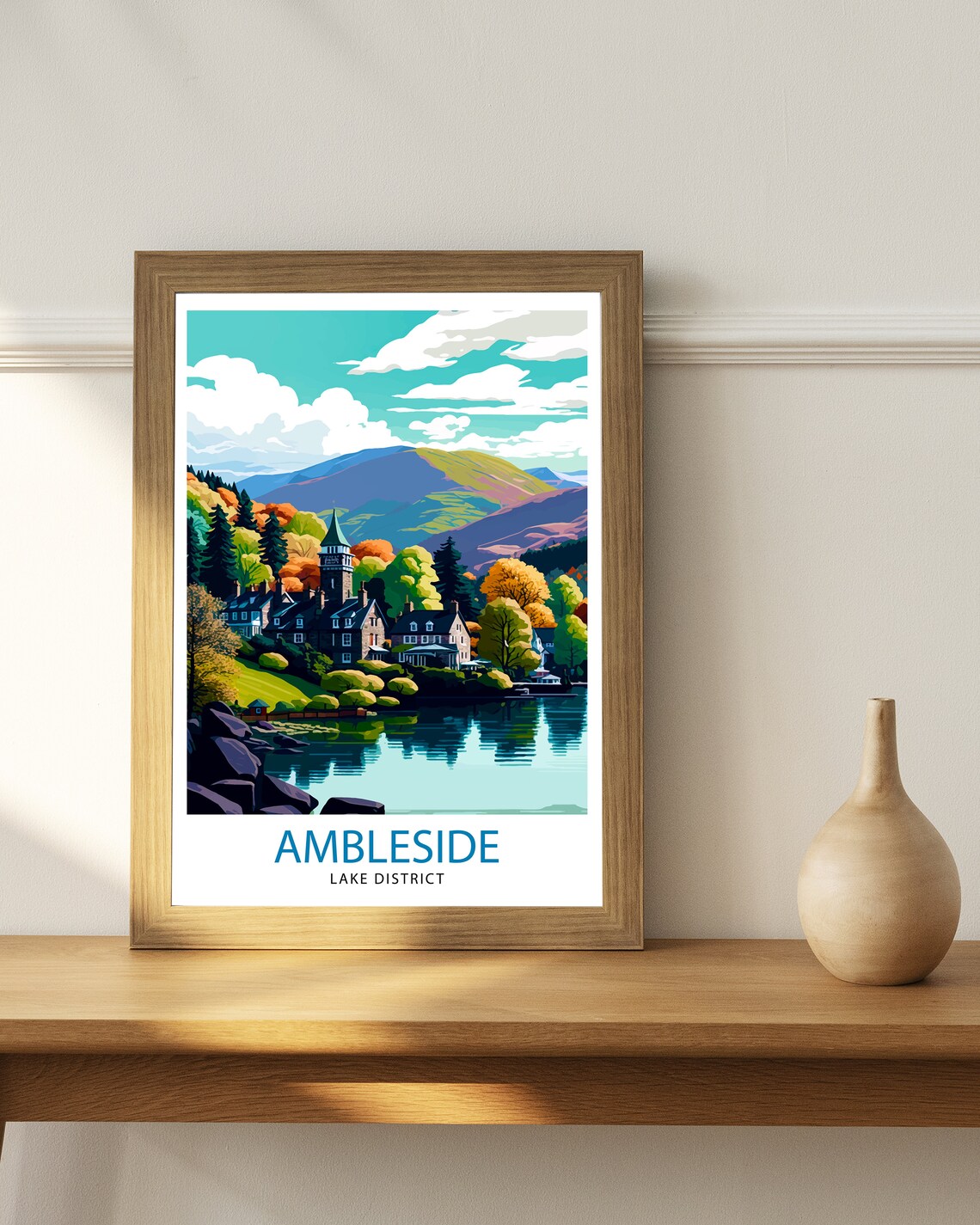 Ambleside Lake District Travel Poster, Home Decor - Image 2