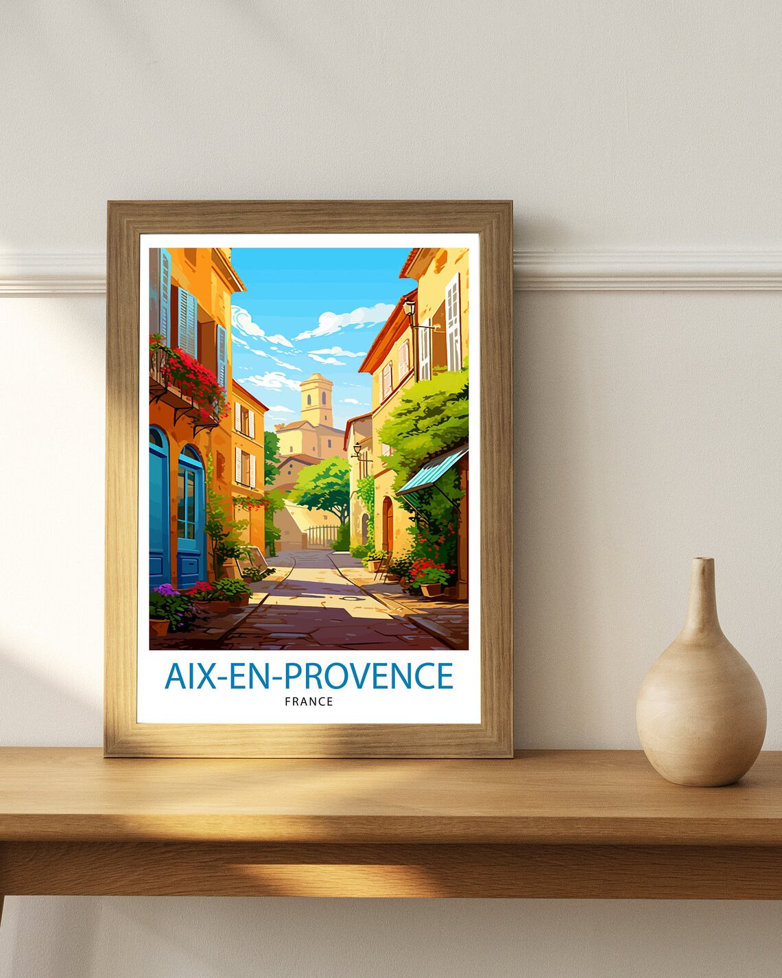 Aix En Provence France Charming Sunlit Village Street Scene Poster - Image 2