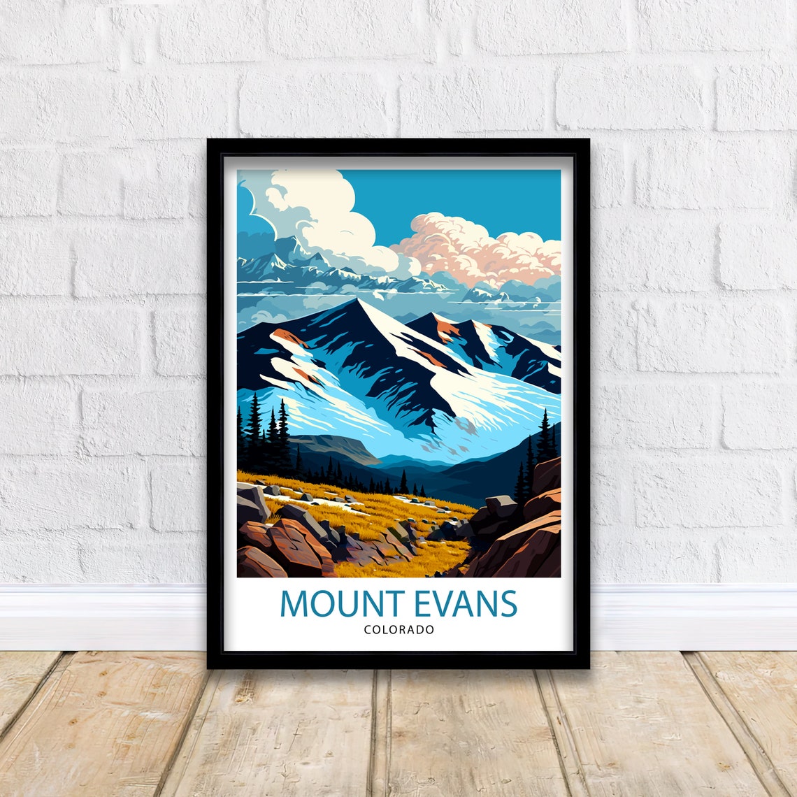 Mount Evans Colorado Snowcapped Peaks Alpine Meadow Travel Poster - Image 2