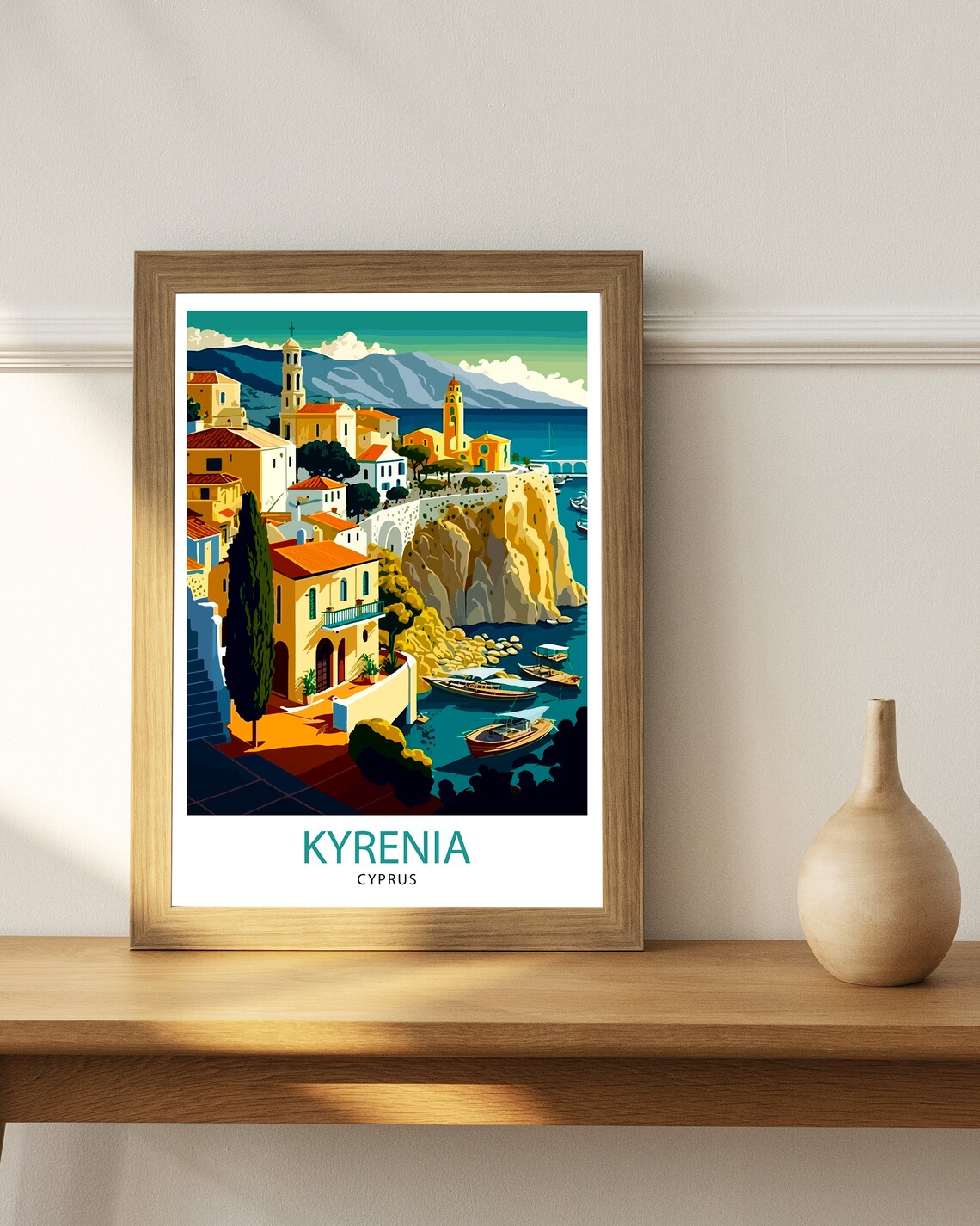 Kyrenia Cyprus Travel Print Kyrenia Wall Art Cyprus Illustration Travel Poster Gift For Kyrenia Cyprus Home Decor - Image 3