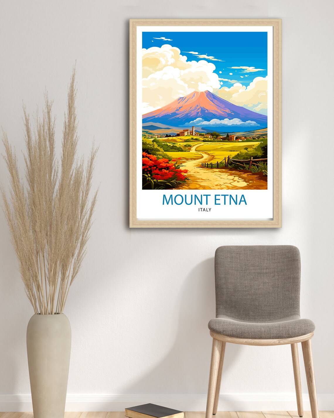 Mount Etna Sicily Travel Poster, Volcano Landmark - Image 3