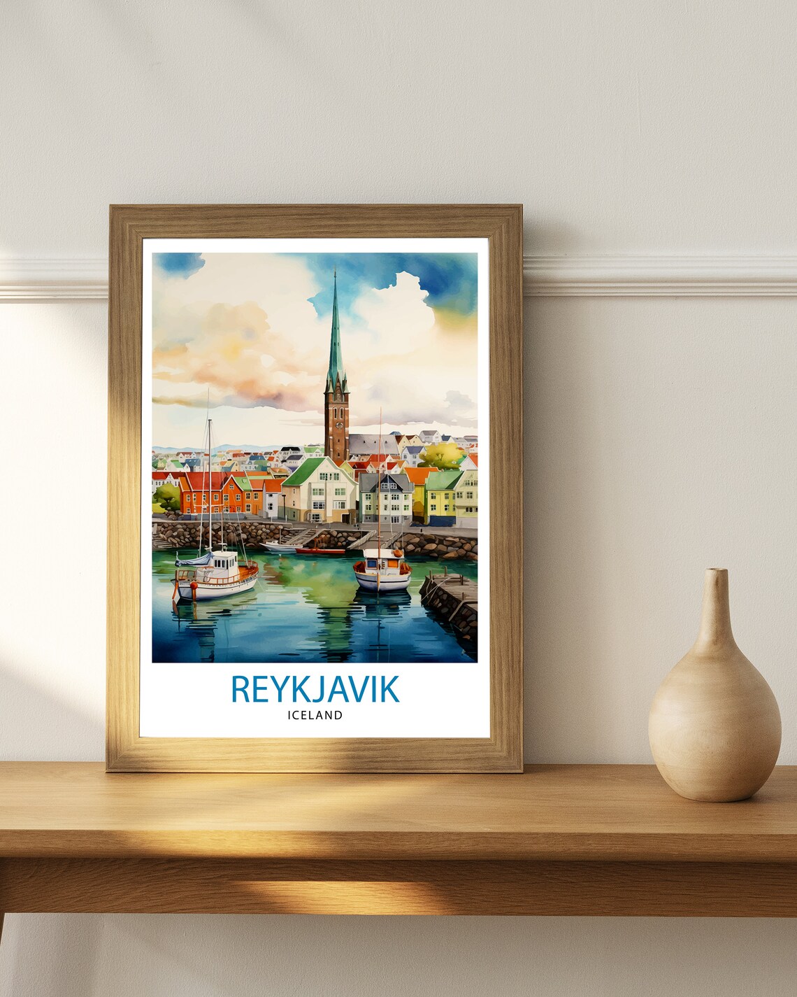 Reykjavik Iceland Travel Poster, Iceland Wall Decor - Image 2