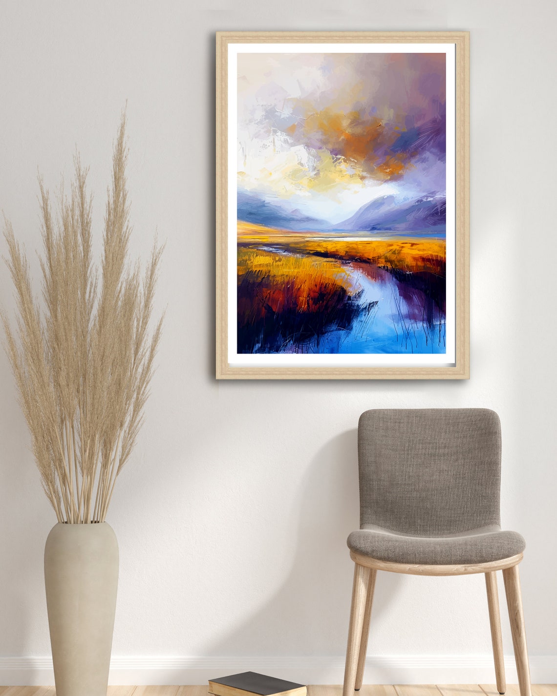 Glencoe Scottish Highlands Golden Moorland Stream Abstract Poster - Image 2