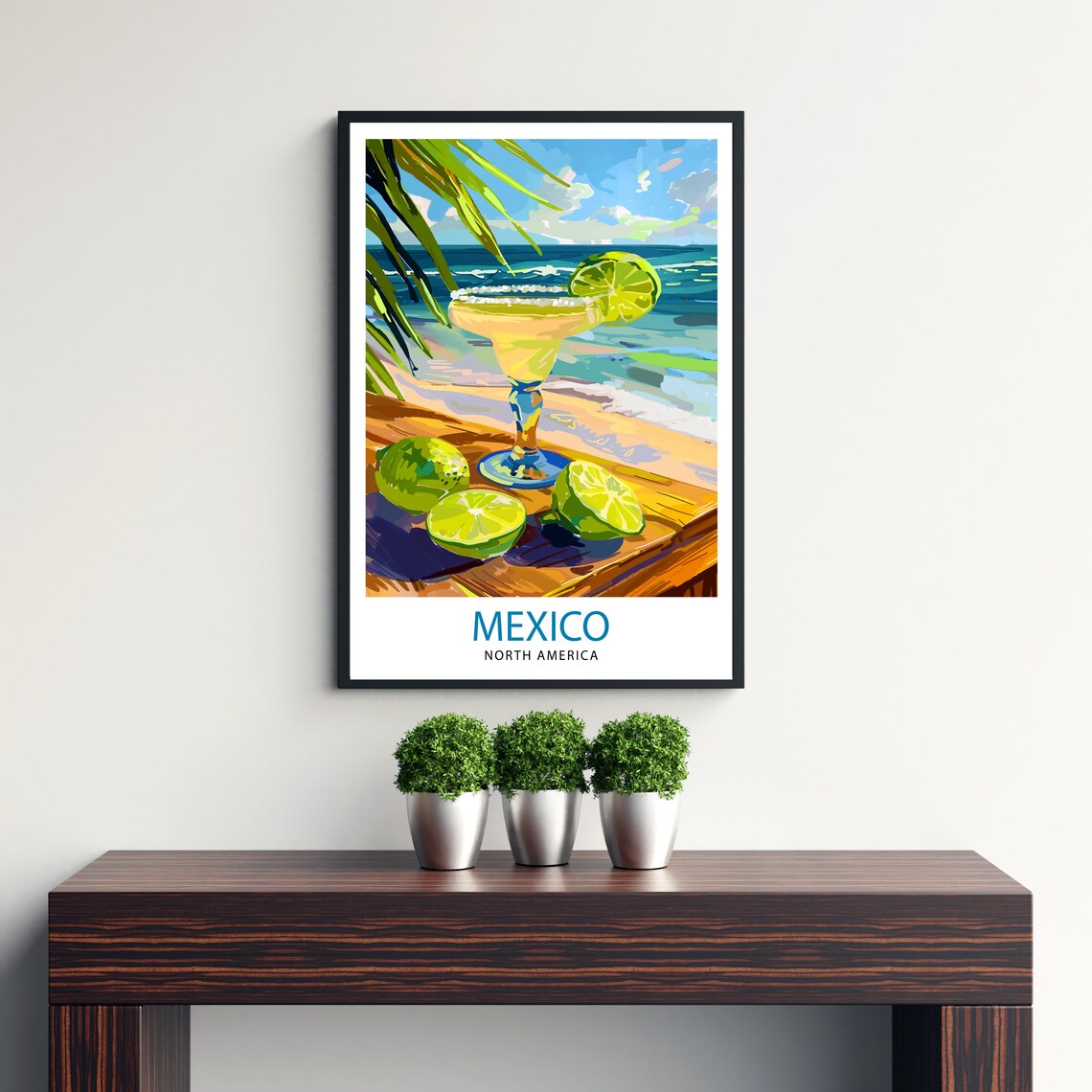 Mexico North America Margarita Beach Cocktail Travel Art Poster - Image 3