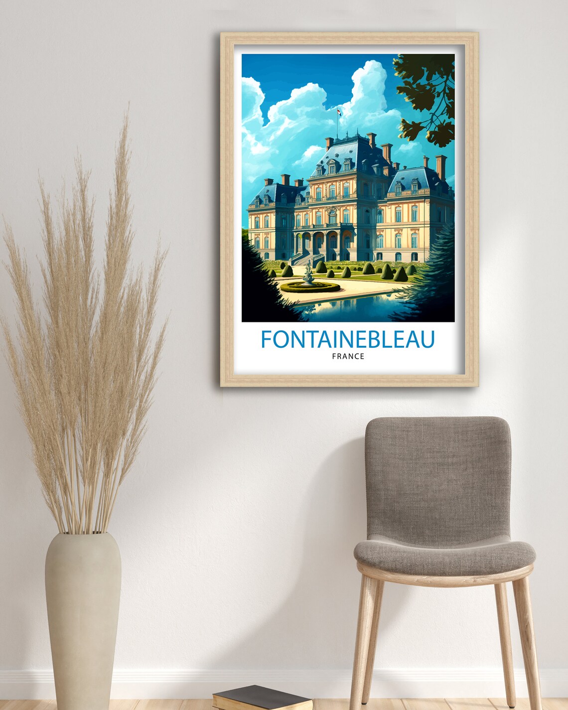 Fontainebleau France Palace Gardens Fountain Vintage Travel Poster - Image 3
