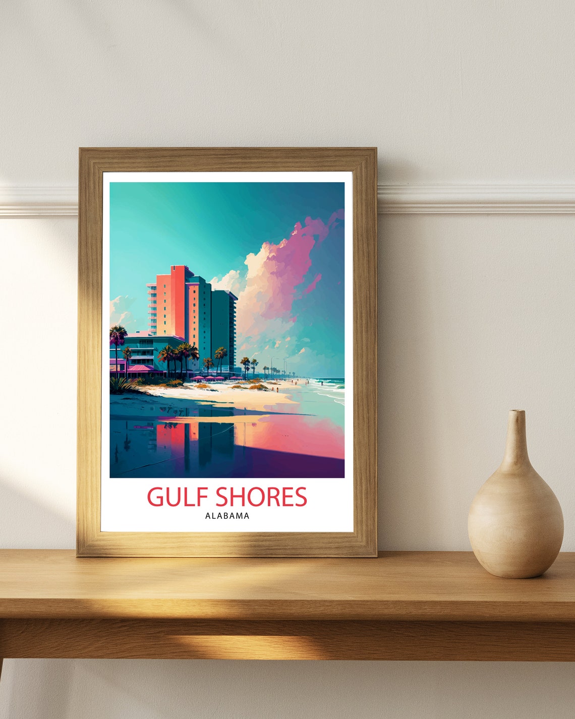 Gulf Shores Alabama Beachfront Hotel Palms Sunset Beach Poster - Image 3