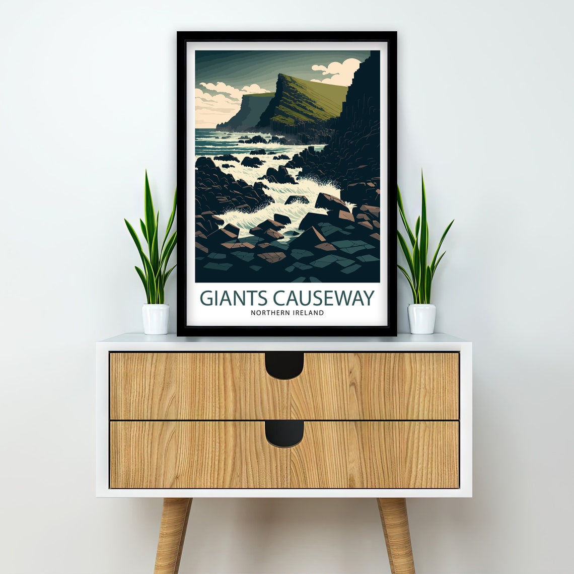 Giants Causeway Northern Ireland Basalt Cliffs Sea Travel Poster - Image 3