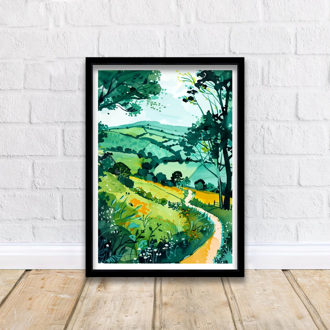 Wenlock Edge Shropshire Woodland Valley Path Watercolor Poster