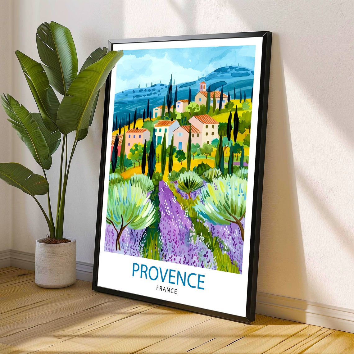 Provence France Travel Poster Lavender Fields Village Cypress Art - Image 3