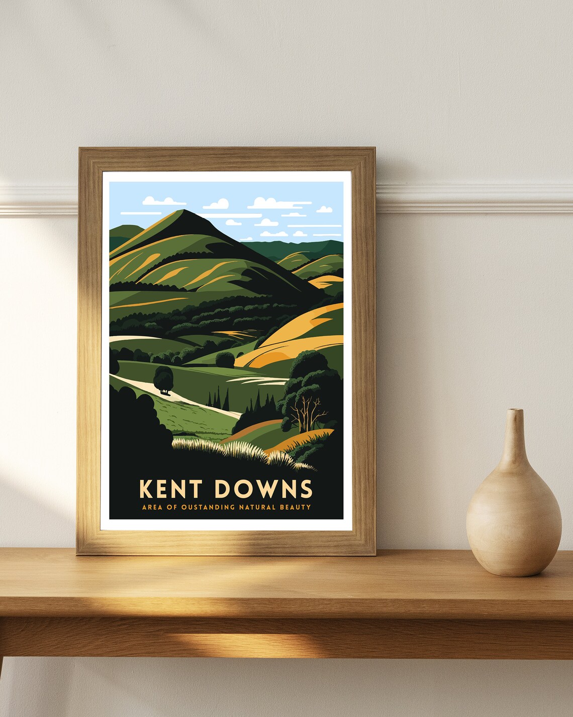 Kent Downs Travel Poster, Kent Illustration Decor - Image 2