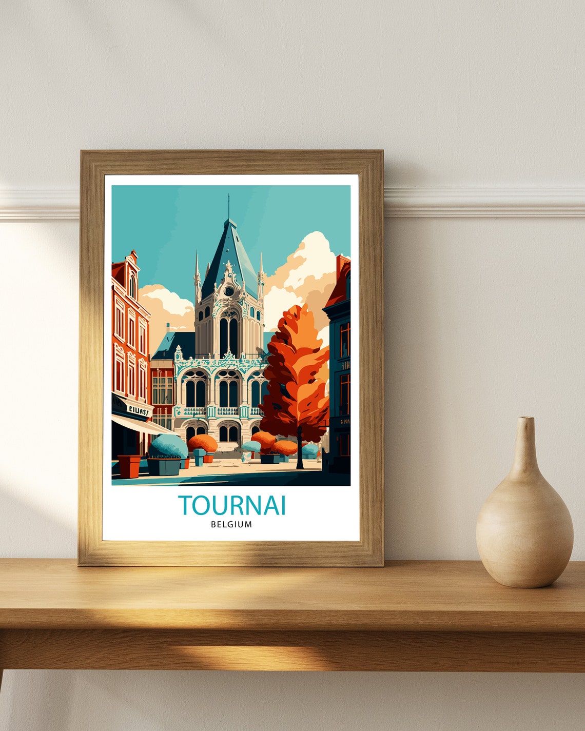 Tournai Belgium Travel Print Tournai Wall Decor Tournai Home Living Decor Tournai Illustration Travel Poster Gift For Tournai Belgium Home - Image 3