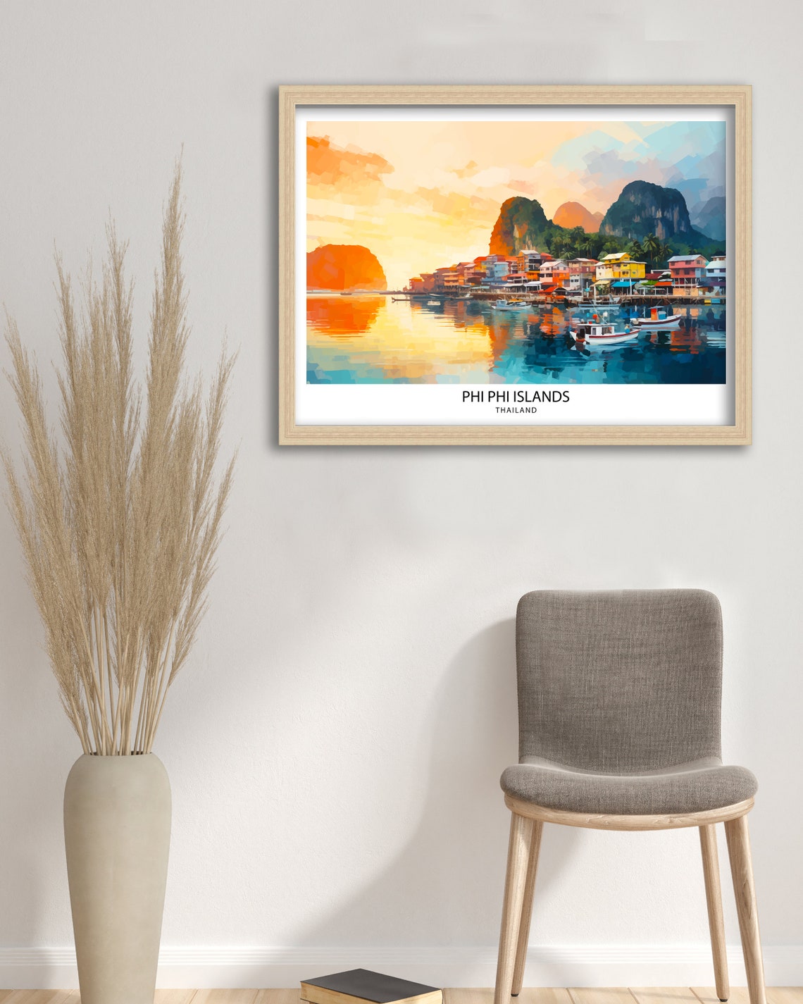 Phi Phi Islands Thailand Tropical Sunset Harbor Travel Poster - Image 2