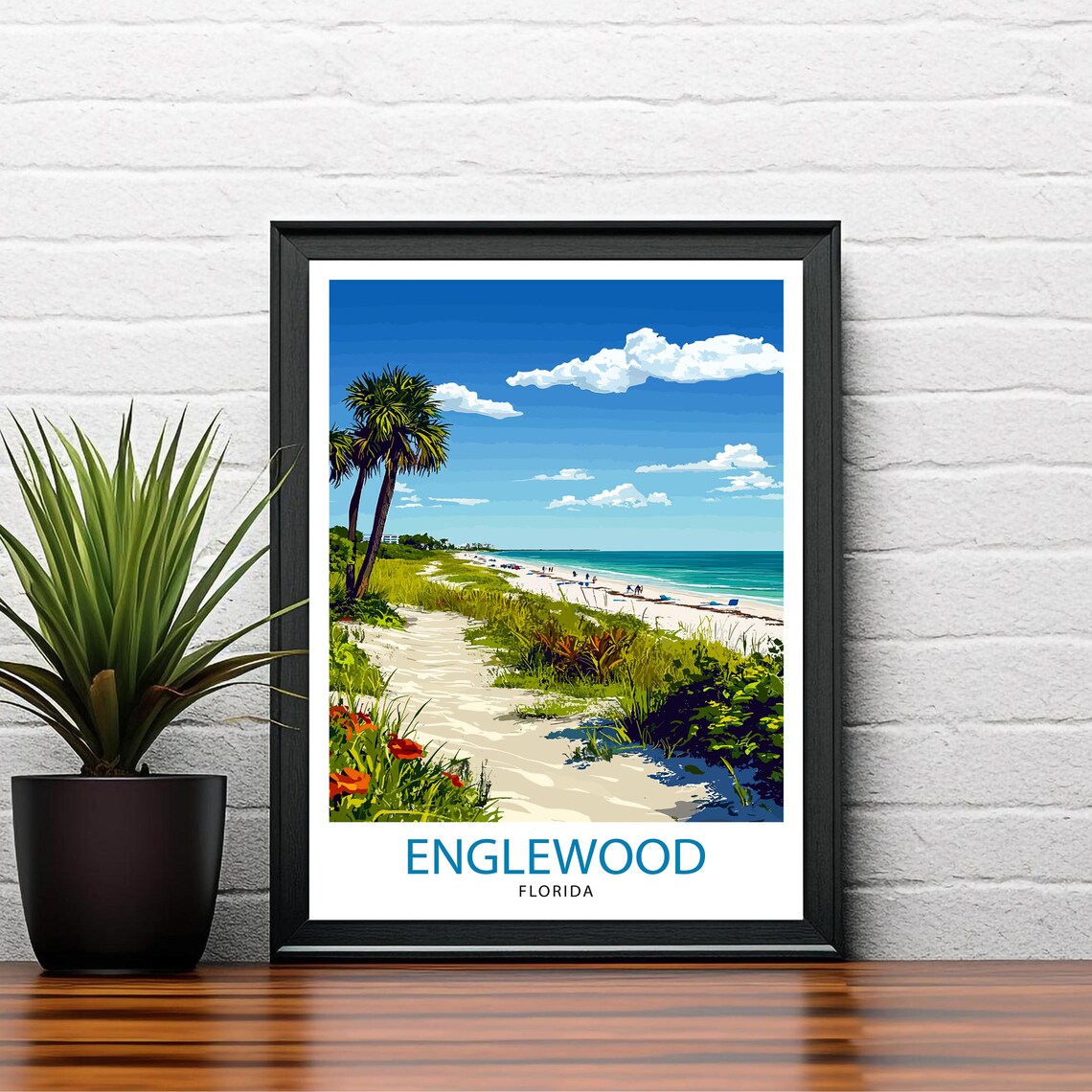 Englewood Florida Travel Poster, Coastal Town Decor - Image 2