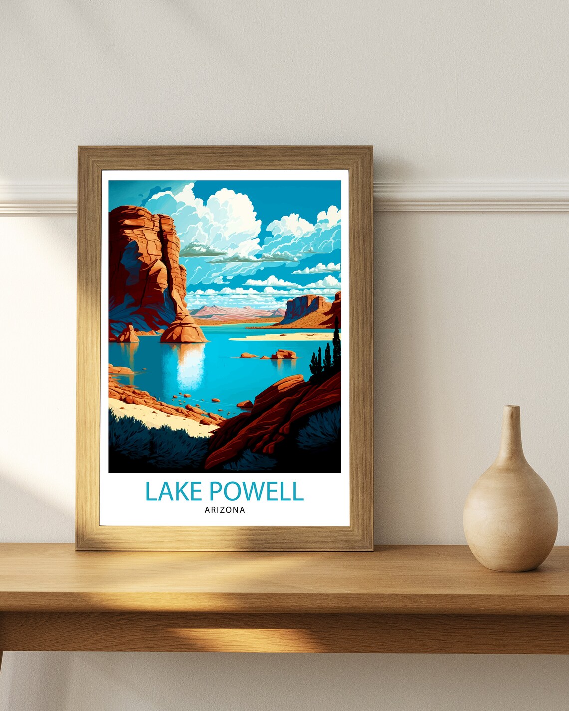 Lake Powell Arizona Turquoise Lake Red Cliffs Vintage Travel Poster - Image 3