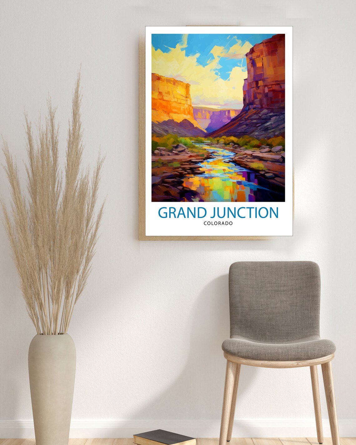 Grand Junction Colorado Red Canyon River Sunset Travel Poster - Image 3