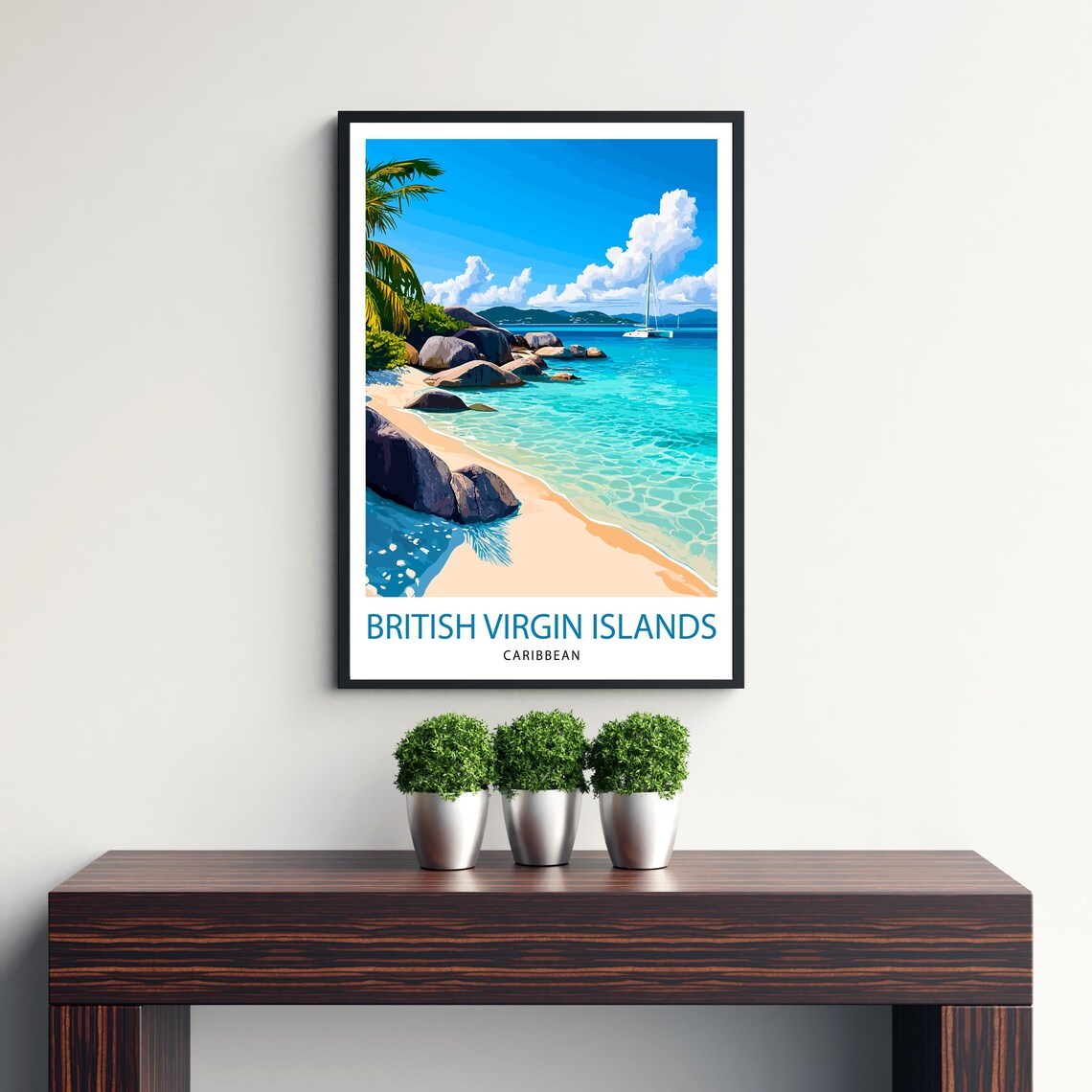 British Virgin Islands Travel Poster, Tropical Landscape - Image 3