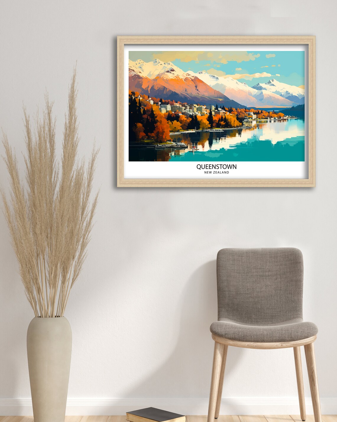 Queenstown New Zealand Travel Poster, Lake Wakatipu - Image 2