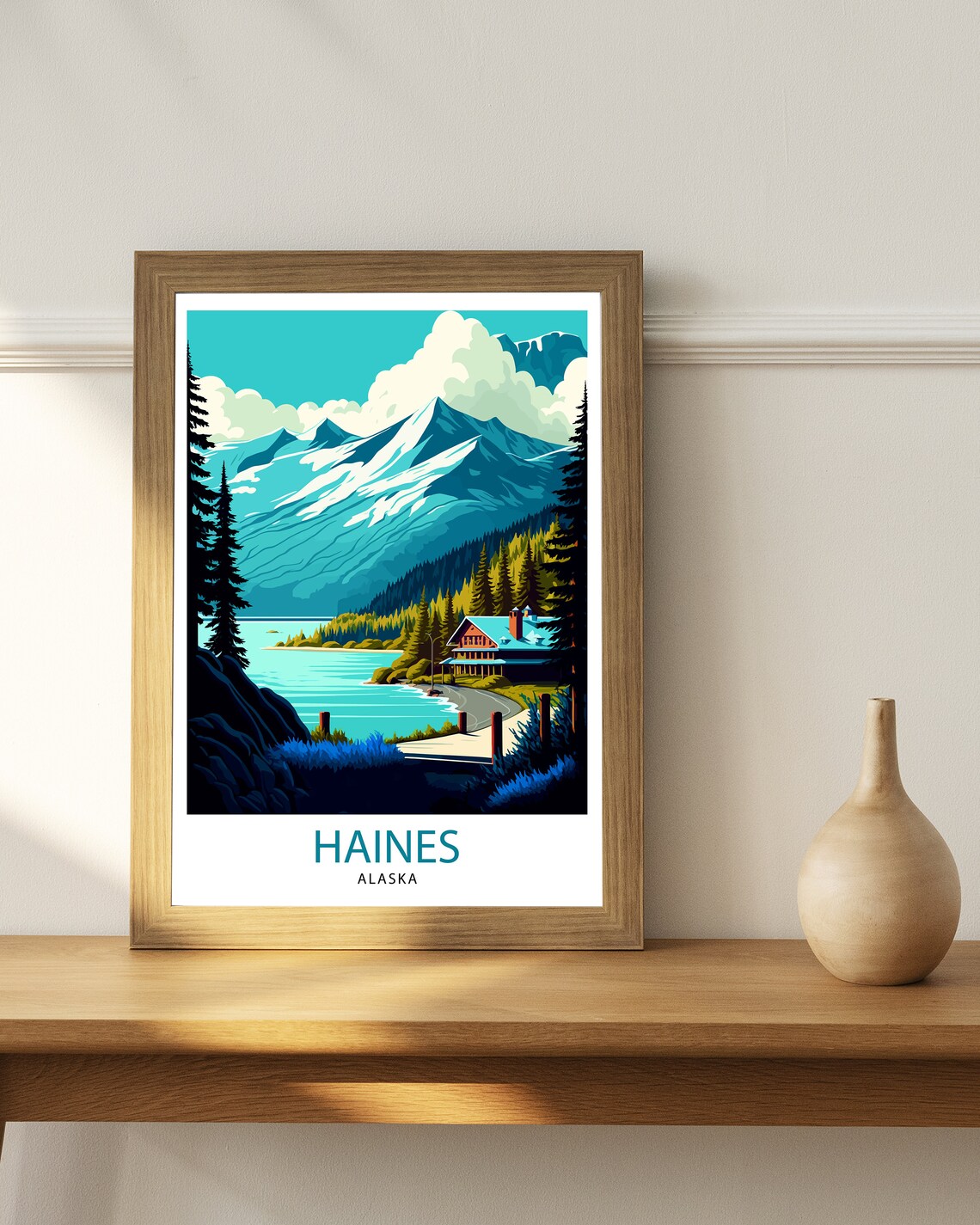 Haines Alaska Glacier Lake Lodge Pines Vintage Travel Poster Mountains - Image 3