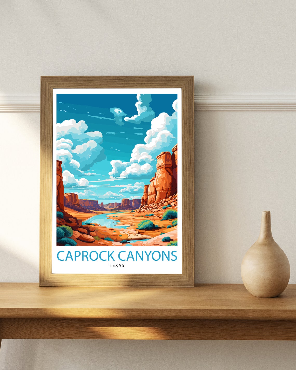 Caprock Canyons Texas Red Rock Canyon Illustration Travel Poster - Image 3