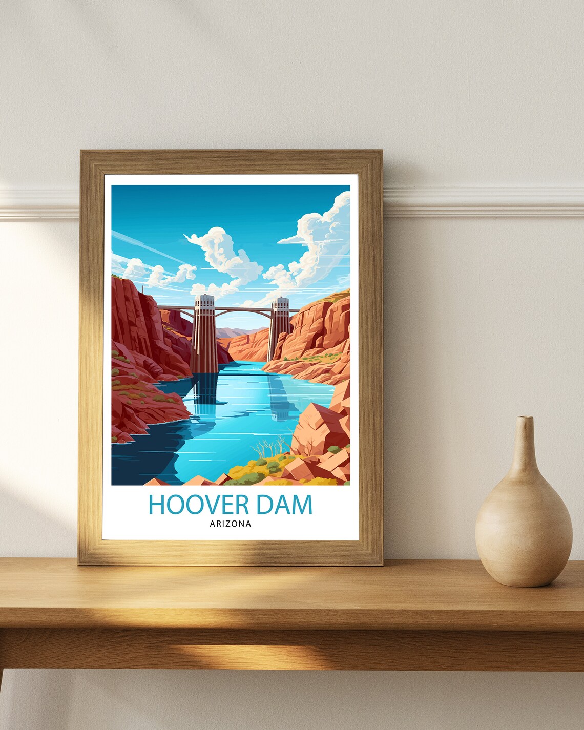 Hoover Dam Arizona Travel Poster, Wall Art Print - Image 2