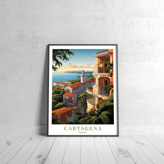 Cartagena Vintage Travel Poster Retro Spain Art Print Colorful Home Decor Wall Unique Gift