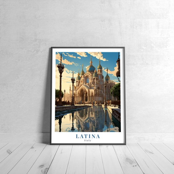 Latina Vintage Travel Poster Retro Italy Art Print Colorful Home Decor Wall Unique Gift