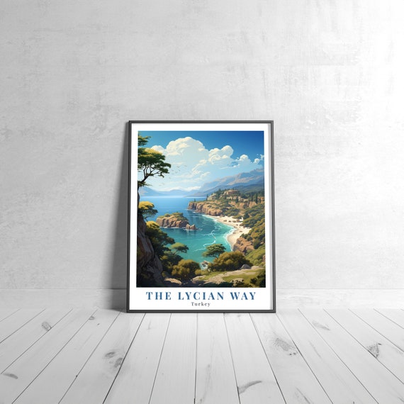 The Lycian Way Vintage Travel Poster Retro Turkey Art Print Colorful Home Decor Wall Unique Gift