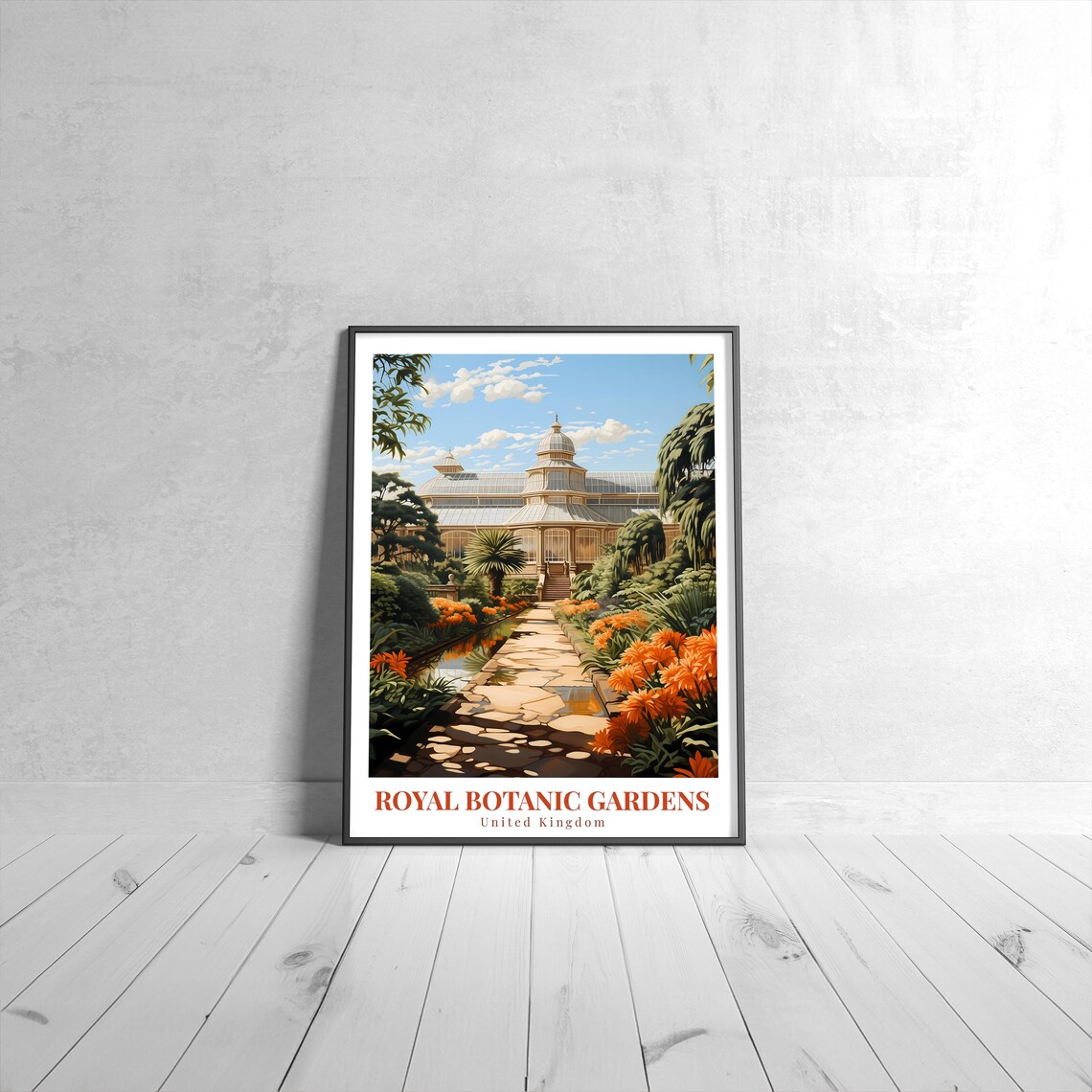 Royal Botanic Gardens United Kingdom Vintage Travel Poster Greenhouse