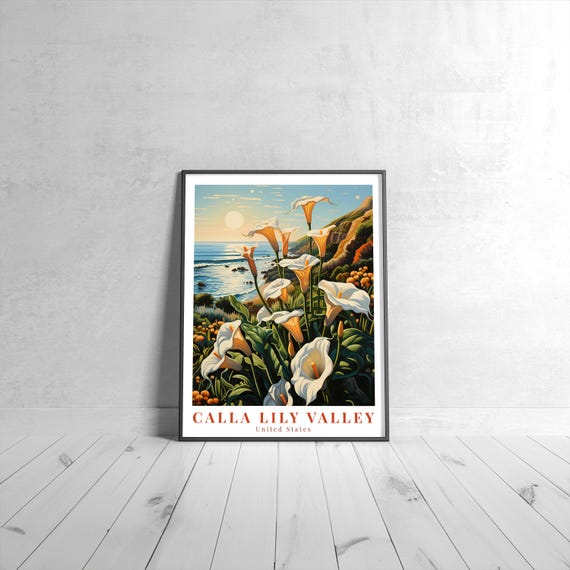 Calla Lily Valley Vintage Travel Poster Retro United States Art Print Colorful Home Decor Wall Unique Gift
