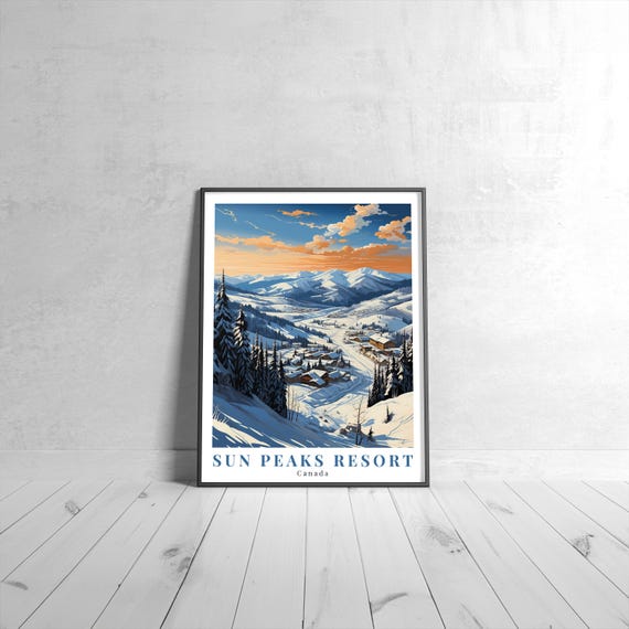 Sun Peaks Resort Vintage Travel Poster Retro Canada Art Print Colorful Home Decor Wall Unique Gift