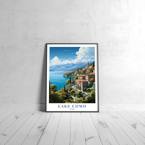 Lake Como Vintage Travel Poster Retro Italy Art Print Colorful Home Decor Wall Unique Gift