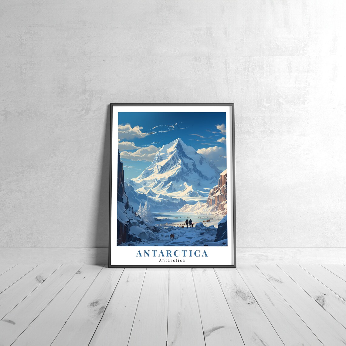 Antarctica Snowy Mountain Glacier Expedition Polar Adventure Travel Poster