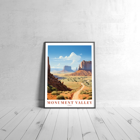 Monument Valley Vintage Travel Poster Retro Usa Art Print Colorful Home Decor Wall Unique Gift