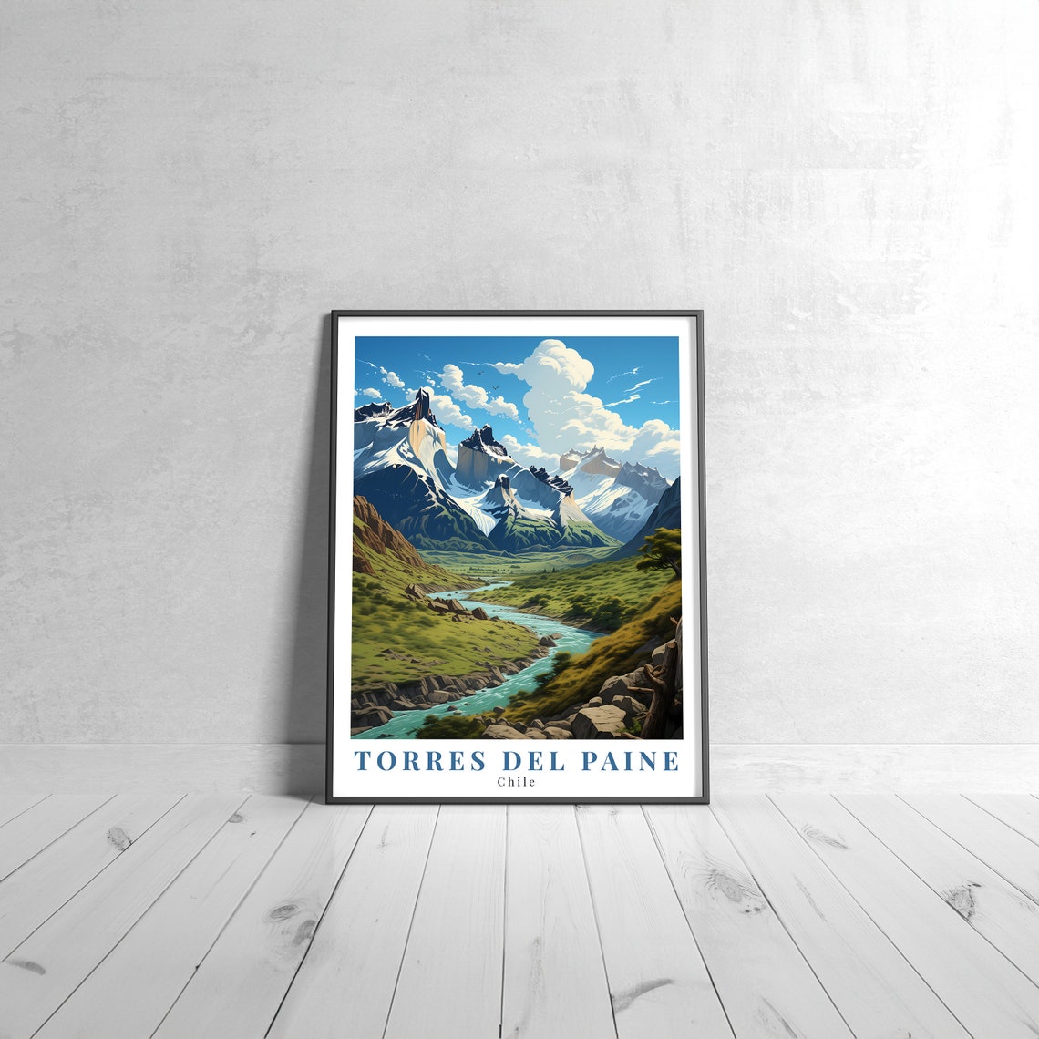 Torres Del Paine Chile Patagonia Granite Peaks Travel Poster