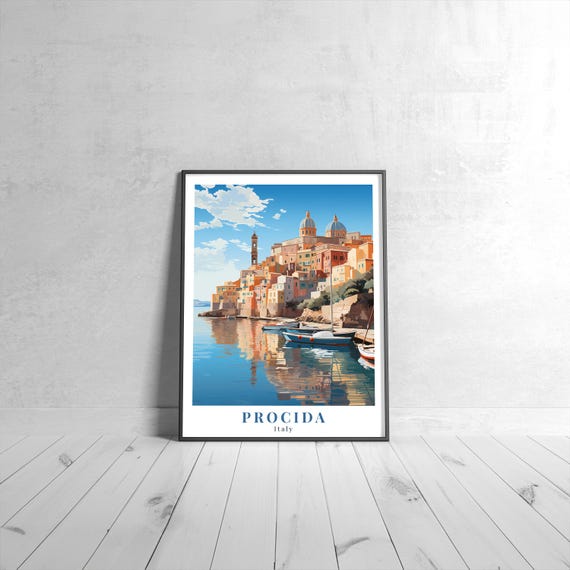 Procida Vintage Travel Poster Retro Italy Art Print Colorful Home Decor Wall Unique Gift