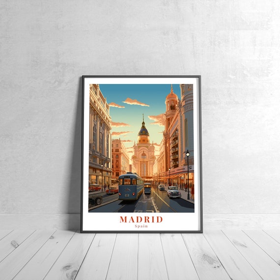 Madrid Vintage Travel Poster Retro Spain Art Print Colorful Home Decor Wall Unique Gift