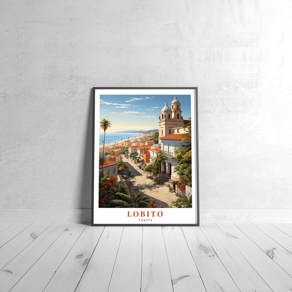 Lobito Vintage Travel Poster, Angola Art Print