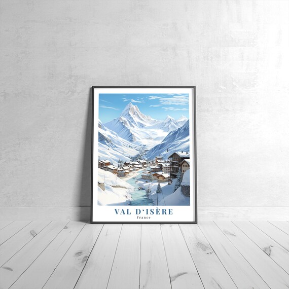 Val d'Isère France Vintage Retro Alpine Ski Village Travel Poster