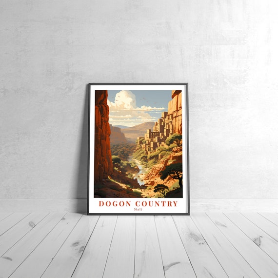 Dogon Country Vintage Travel Poster Retro Mali Art Print Colorful Home Decor Wall Unique Gift